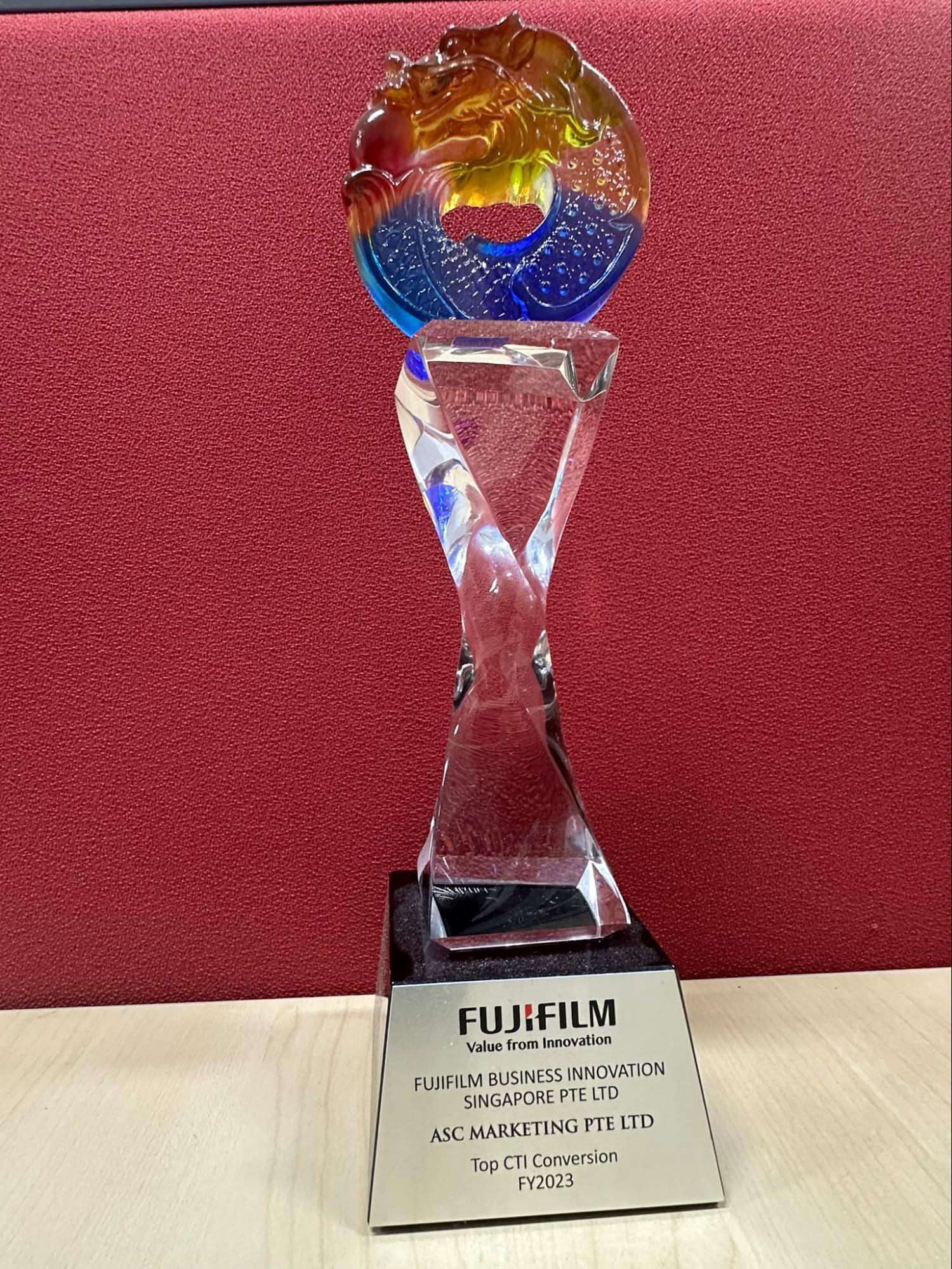 Fujifilm Business Innovation Singapore Top CTI Conversion FY2023 award presented to ASC Marketing Pte Ltd
